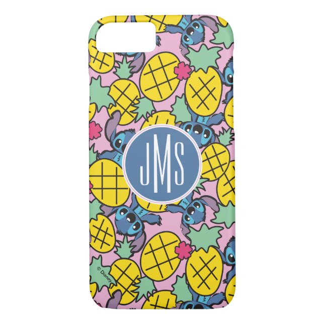 Coques Case-Mate iPhone Lilo et Stitch| Monogramme Motif d'ananas (Dos)