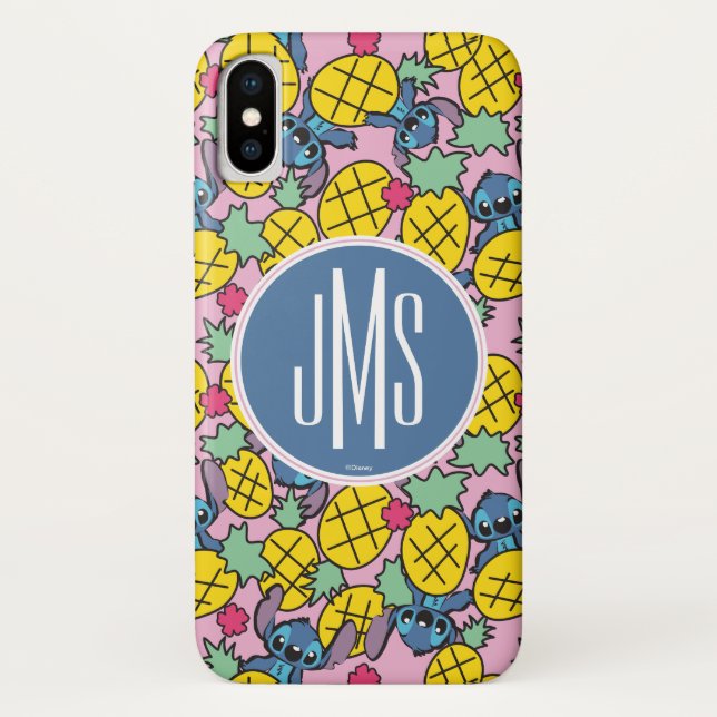 Coques Case-Mate iPhone Lilo et Stitch| Monogramme Motif d'ananas (Dos)