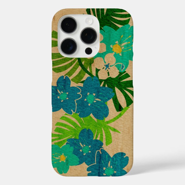 Coques Case-Mate iPhone Limahuli Garden Hawaii Faux Wood Turq (Verso)