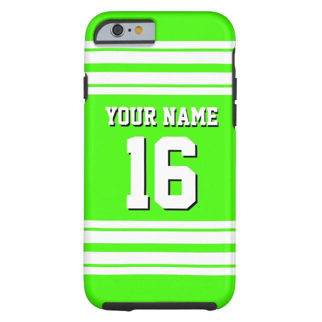 Coques Case-Mate iPhone Lime Green White Team Jersey Numéro personnalisé N (Dos)