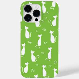COQUE POUR POUR iPhone 14 PRO MAX LIME VERT AVEC MOTIF CHAT SITTTE BLANC