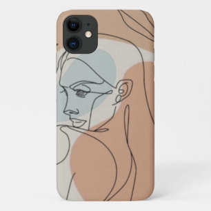 Case-Mate iPhone Case Line Art Woman On Orange & Green Arrière - plan