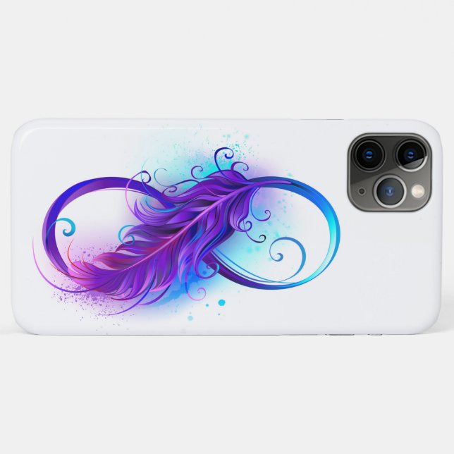Coques Case-Mate iPhone L'infini avec plume violette (Dos (Horizontal))