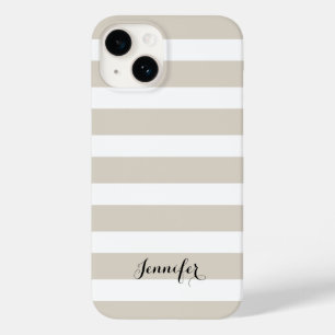 Coques Pour iPhone Linge Beige et Noir Classic rayures Monogramme