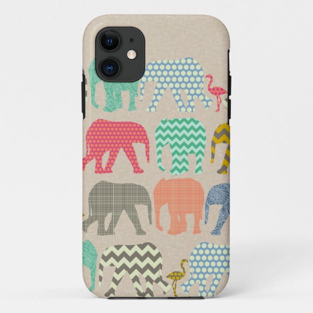 Coques Case-Mate iPhone linge de maison éléphants et flamants (Dos)