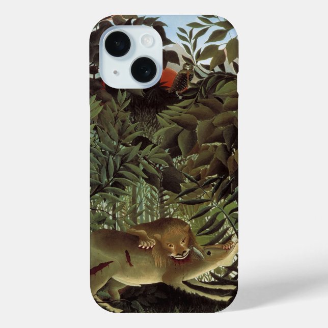 Coques Case-Mate iPhone Lion affamé par Henri Rousseau, animal sauvage Vin (Verso)