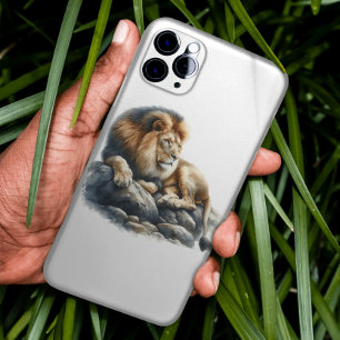 Coque iPhone 15 Pro Max Lion africain royal en aquarelle