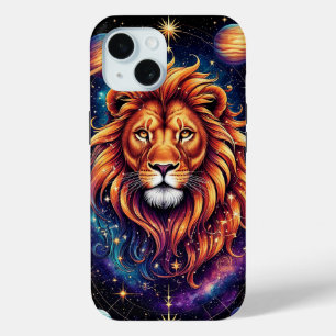 Coque Pour iPhone 15 Lion en Galaxie étoilée cosmique