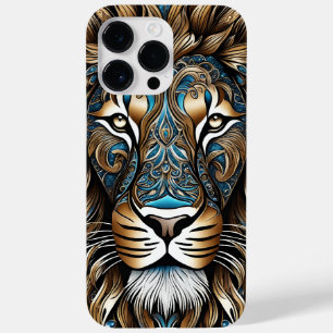 Coque Pour Pour iPhone 14 Pro Max Lion majestueux avec détails bleus délicats