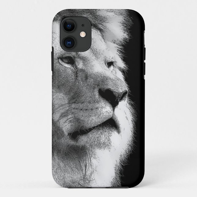 Coques Case-Mate iPhone Lion noir blanc (Dos)