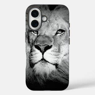 Coques iPhone 16 Lion noir et blanc