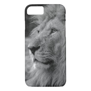 Coque iPhone 7 Lion noir et blanc - Animal sauvage