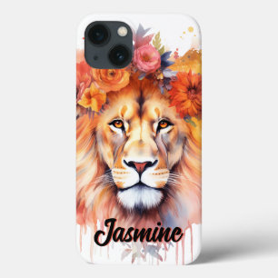 Case-Mate iPhone Case Lion Pastel Fleurs Safari Aquarelle Savannah Chat