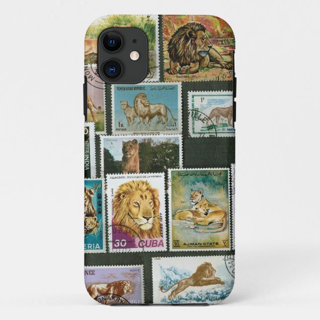 Coques Case-Mate iPhone Lions sur des timbres (Dos)