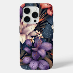 Coque iPhone 15 Pro Lis Lis Tigre Orange Design Tropical