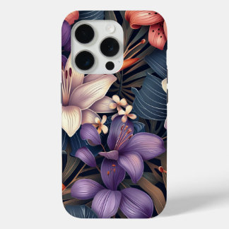 Coque iPhone 15 Pro Lis Lis Tigre Orange Design Tropical