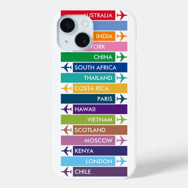 Coques Case-Mate iPhone Liste des compartiments de voyage colorés (Verso)