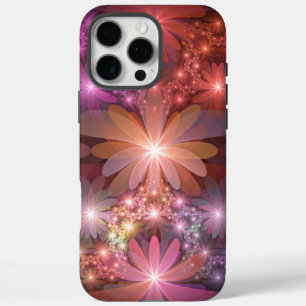 Coques iPhone 16 Pro Max Lit De Fleurs Coloré Brillant Art Fractal Abstrait