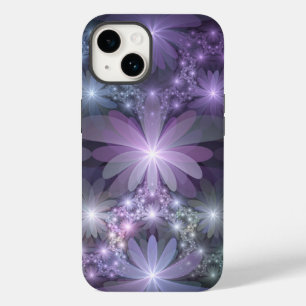 Coque Pour iPhone 14 Lit de fleurs tendance brillant art fractal abstra