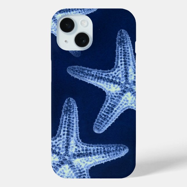 Coques Case-Mate iPhone littoral chic plage rustique nautique bleu étoile (Verso)