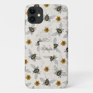 Case-Mate iPhone Case L'ivoire d'été et le motif floral de l'abeille jau