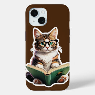 Coque Pour iPhone 15 Livre de lecture Cat