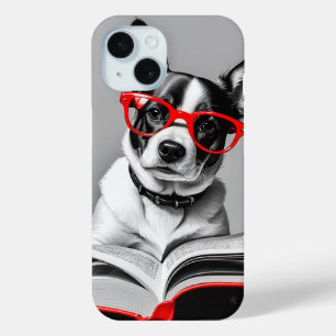 Coque Pour iPhone 15 Livre de lecture de chien