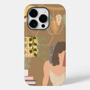 Coque Pour iPhone 14 Pro Livre de lecture de la femme esthétique brune