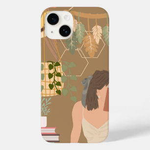 Coque Pour iPhone 14 Livre de lecture de la femme esthétique brune