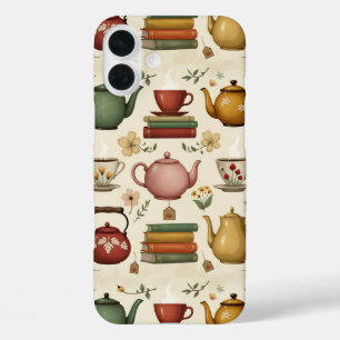Coques iPhone 16 Plus Livres à fleurs et thé