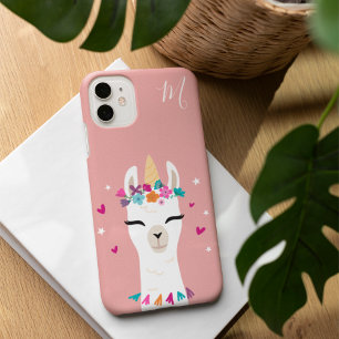 Coque Pour iPhone 16 Llamacorn Kawaii Cartoon Unicorn Llama Monogramm