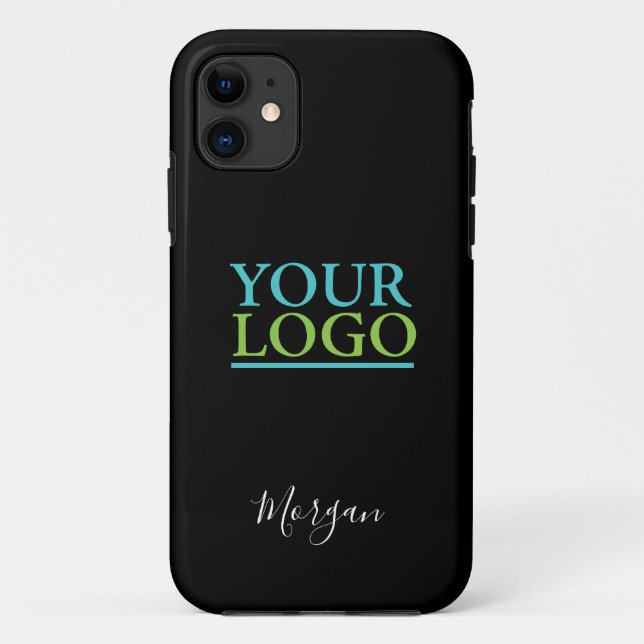 Coques Case-Mate iPhone Logo/Art/Photo, Nom Script blanc, Noir (Dos)