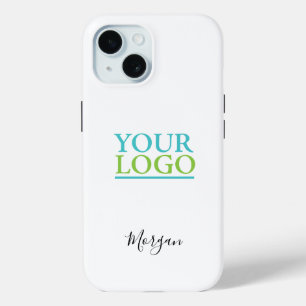 Coque Pour iPhone 15 Logo/Art/Photo, Nom Script noir, Blanc