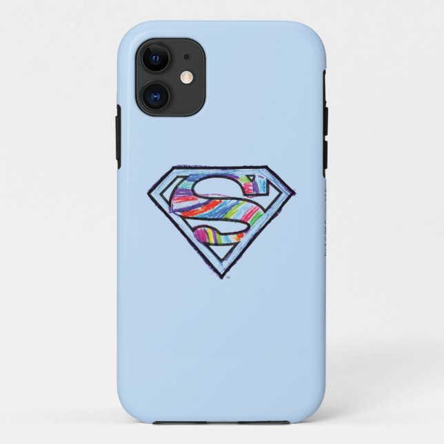 Coques Case-Mate iPhone Logo de croquis couleur supergirl (Dos)