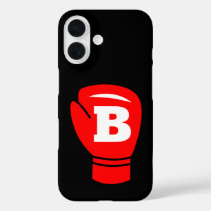 Coque Pour iPhone 16 Logo de gant de boxe rouge monogramme personnalisé