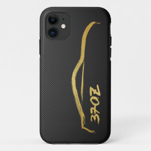 Case-Mate iPhone Case logo de silhouette de l'or 370z avec la fibre de