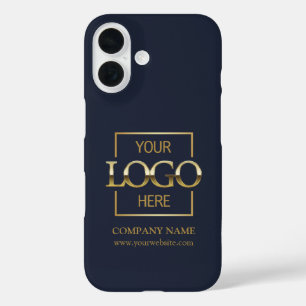 Coque Pour iPhone 16 Logo d'entreprise élégant bleu marine Apple