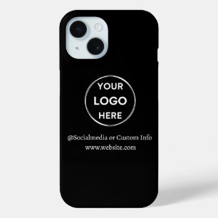 Coque Pour iPhone 15 Logo d'entreprise noir personnalisé