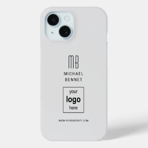 Coque Pour iPhone 15 Logo d'entreprise personnalisé gris simple