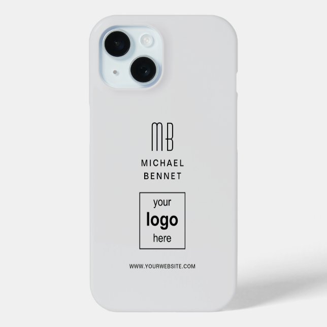 Coques Case-Mate iPhone Logo d'entreprise personnalisé gris simple (Verso)