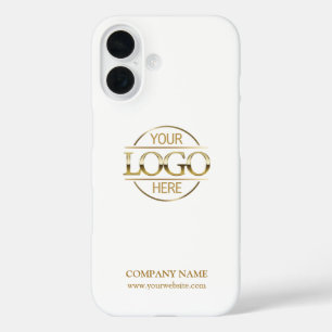 Coque Pour iPhone 16 Logo d'entreprise promotionnel blanc élégant