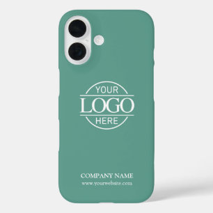 Coque Pour iPhone 16 Logo d'entreprise promotionnel sarcelle minimalist