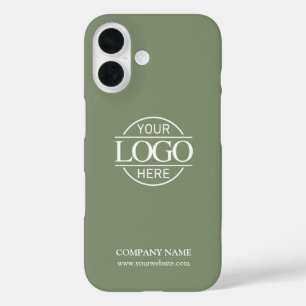 Coque Pour iPhone 16 Logo d'entreprise promotionnel vert sauge minimali