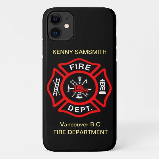 Coques Case-Mate iPhone Logo du service d'incendie Badge noir et rouge11 (Dos)