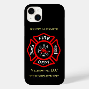 Coque Pour iPhone 14 Plus Logo du service d'incendie Badge noir et rouge11