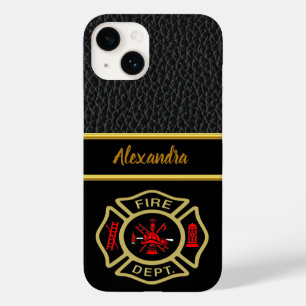 Coque Pour iPhone 14 Logo du service d'incendie Or et insigne arrière o