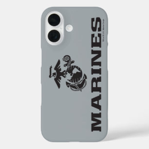Coque Pour iPhone 16 Logo en noir empilé USMC
