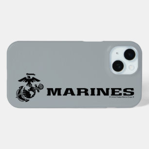 Coque Pour iPhone 15 Logo en noir empilé USMC