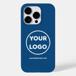 Coque Pour iPhone 14 Pro Logo et site web personnalisés sur Blue