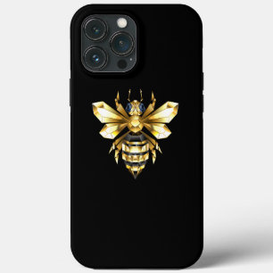Case-Mate iPhone Case Logo Faux Gold Foil Bee Polygonal sur Noir